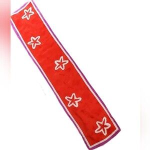 Albert Nipon Red Silk long Rectangular Starfish Scarf Starfish Vintage
